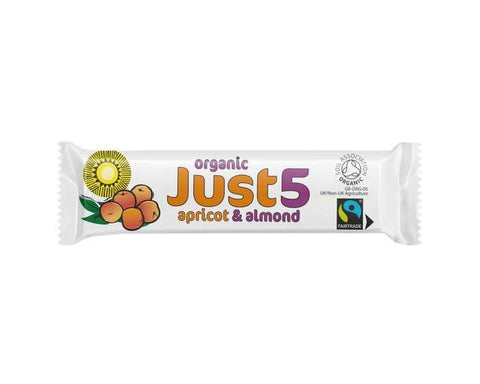 Just 5 Organic Fairtrade Apricot & Almond 40g (Pack of 18)