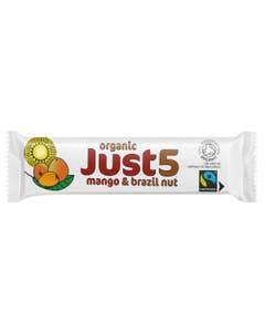 Just 5 Organic Fairtrade Mango & Brazil 40g (Pack of 18)