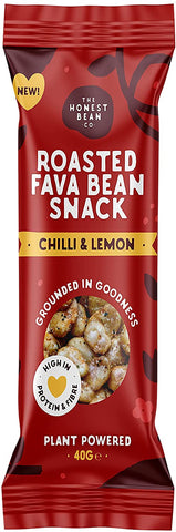 The Honest Bean Co Roasted Fava Bean Snack 'Chilli & Lemon' 40g (Pack of 12)