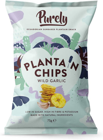 Purely Plantain Chips Wild Garlic 28g (Pack of 20)