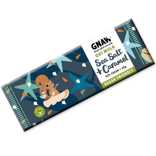 Gnaw Chocolate Vegan Sea Salt & Caramel Oat Mi!lk Chocolate Impulse Bar 35g (Pack of 25)