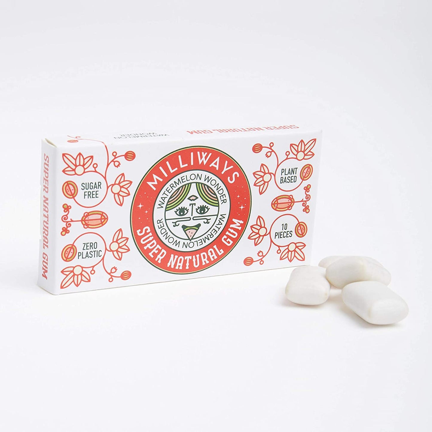 Milliways Super Natural Gum - Watermelon Wonder 19g/10 Pieces 19g (Pack of 12)