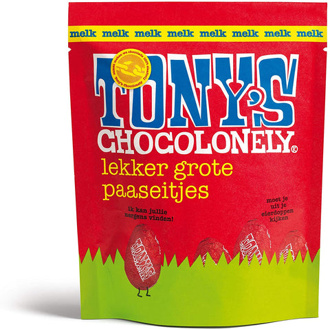 Tony'S Chocolonely Easter Eggs Milk Chocolate Pouch 180g (Pack of 8)