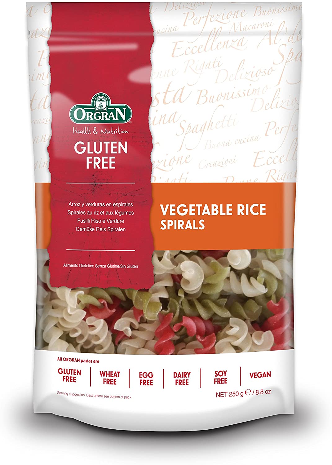 Orgran Vegetable Rice Spirals Pasta 250g