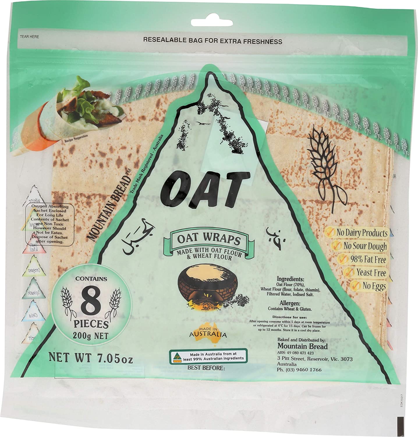 Mountain Bread Oat Wraps - 70% Oat 200g