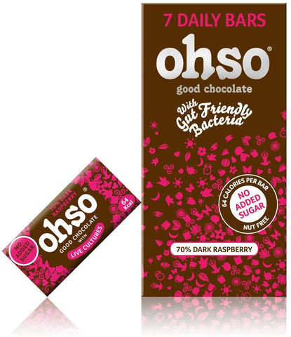 Ohso No Added Sugar 72% Dark Raspberry 7 Bar Pack 94.5g