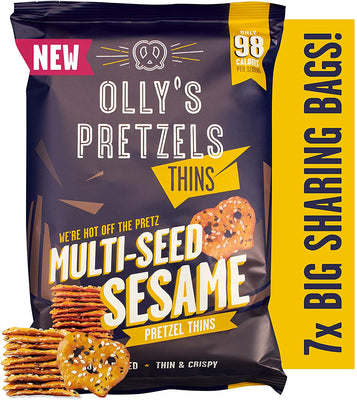 Ollys Pretzels Pretzel Thins - Multiseed Sesame 140g (Pack of 7)