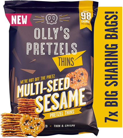 Ollys Pretzels Pretzel Thins - Multiseed Sesame 140g (Pack of 7)