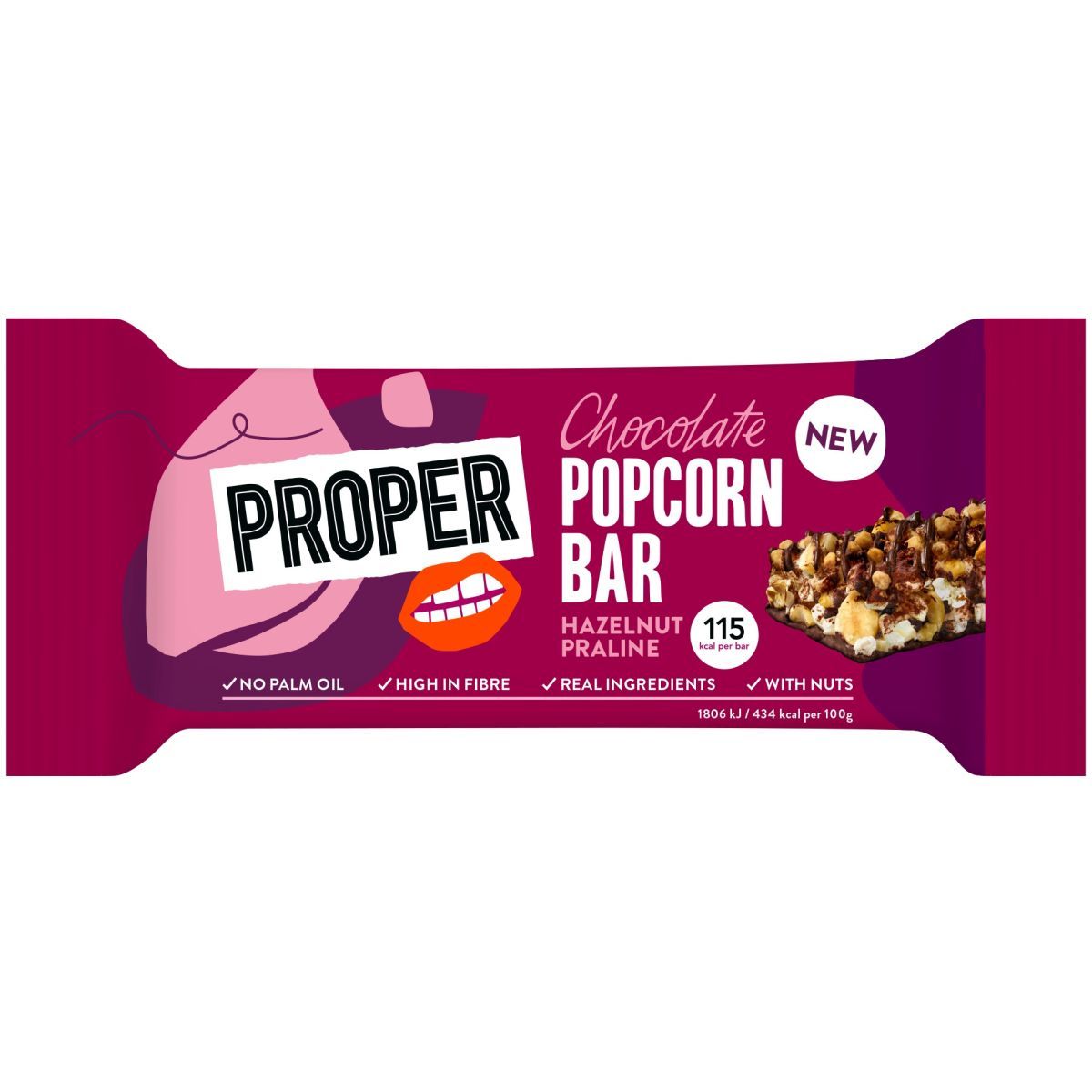 Proper Hazelnut Praline Popcorn Bar 25g