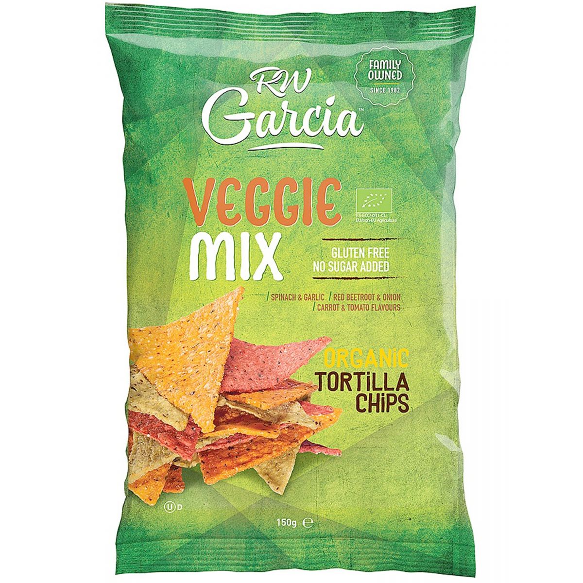 Rw Garcia Veggie Mix Tortilla Chips 150g (Pack of 12)
