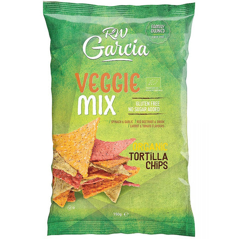 Rw Garcia Veggie Mix Tortilla Chips 150g (Pack of 12)