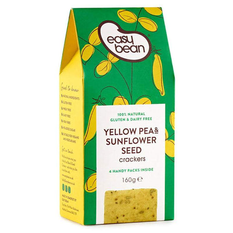 Easy Bean Yellow Pea & Sunflower Seed Crackers 160g (Pack of 8)