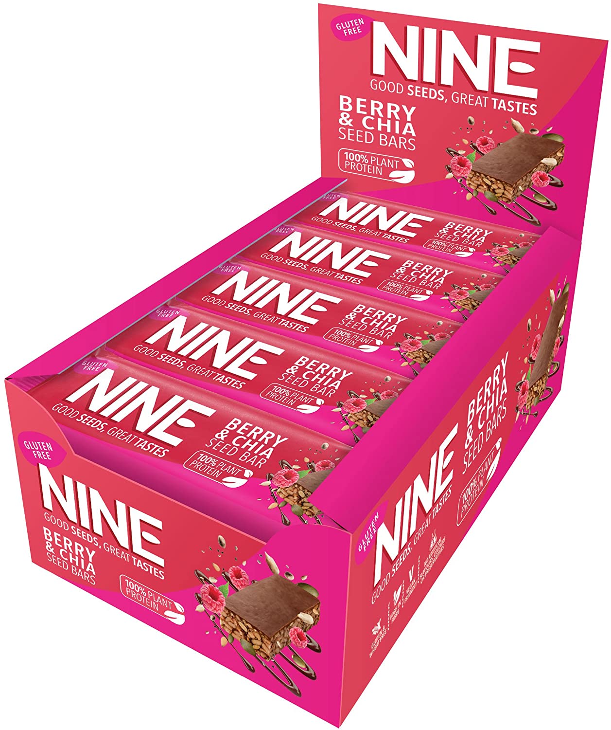 NINE Chia & Berries seed Bar 40g (Pack of 20)