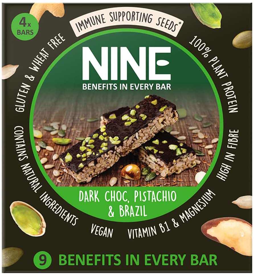Nine Dark Choc Pistachio & Brazil Bar Multipack (4x40g) (Pack of 4)