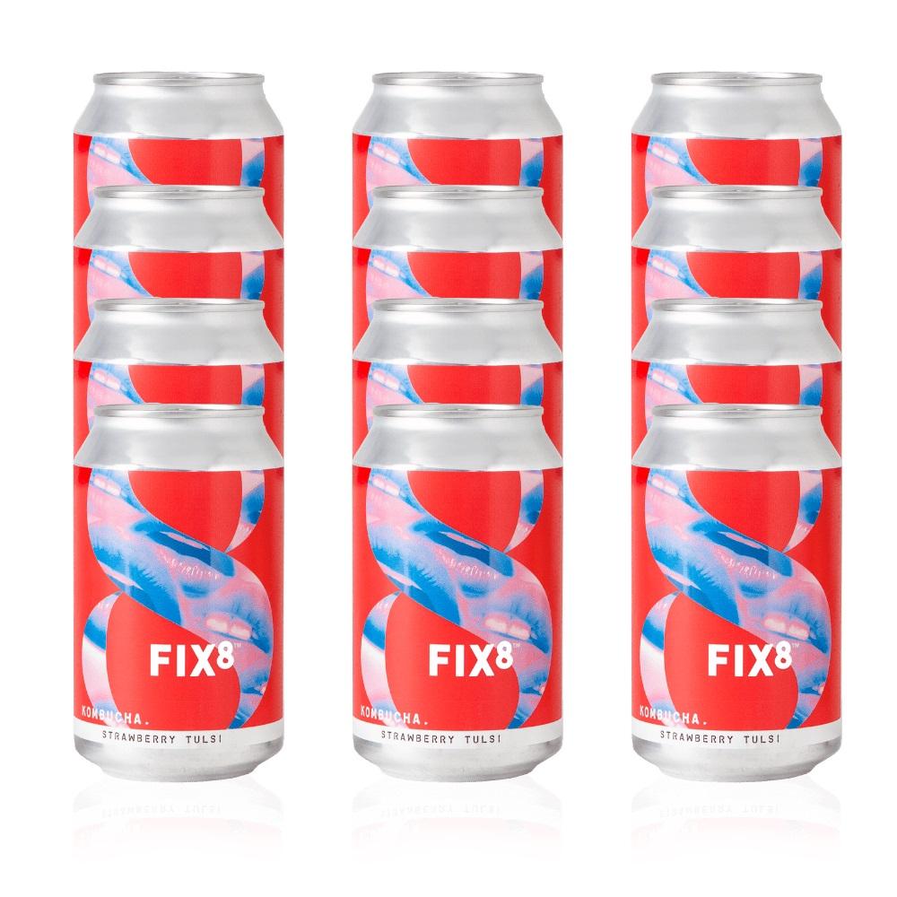 Fix8 Strawberry Tulsi Kombucha 330ml (Pack of 12)
