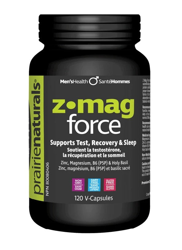 Prairie Naturals Z Mag Force Support Test, Recovery & Sleep 120 V-Cap (Pack of 6)