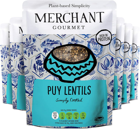 Merchant Gourmet Puy Lentils Simply Cooked (Ready to Eat) 250g (Pack of 6)