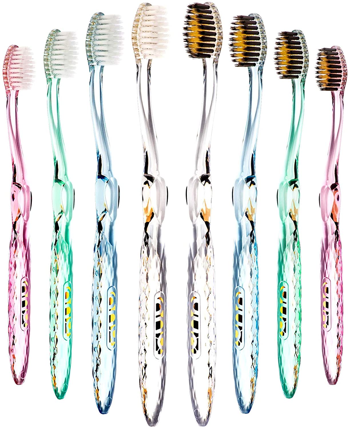 Nanob Antibacterial Toothbrush Gold & Charcoal Bristles - Crystal Handle 1brush