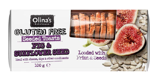 Olinas Bakehouse Seeded Toasts Gluten Free Fig and Sunflower 100g (Pack of 12)