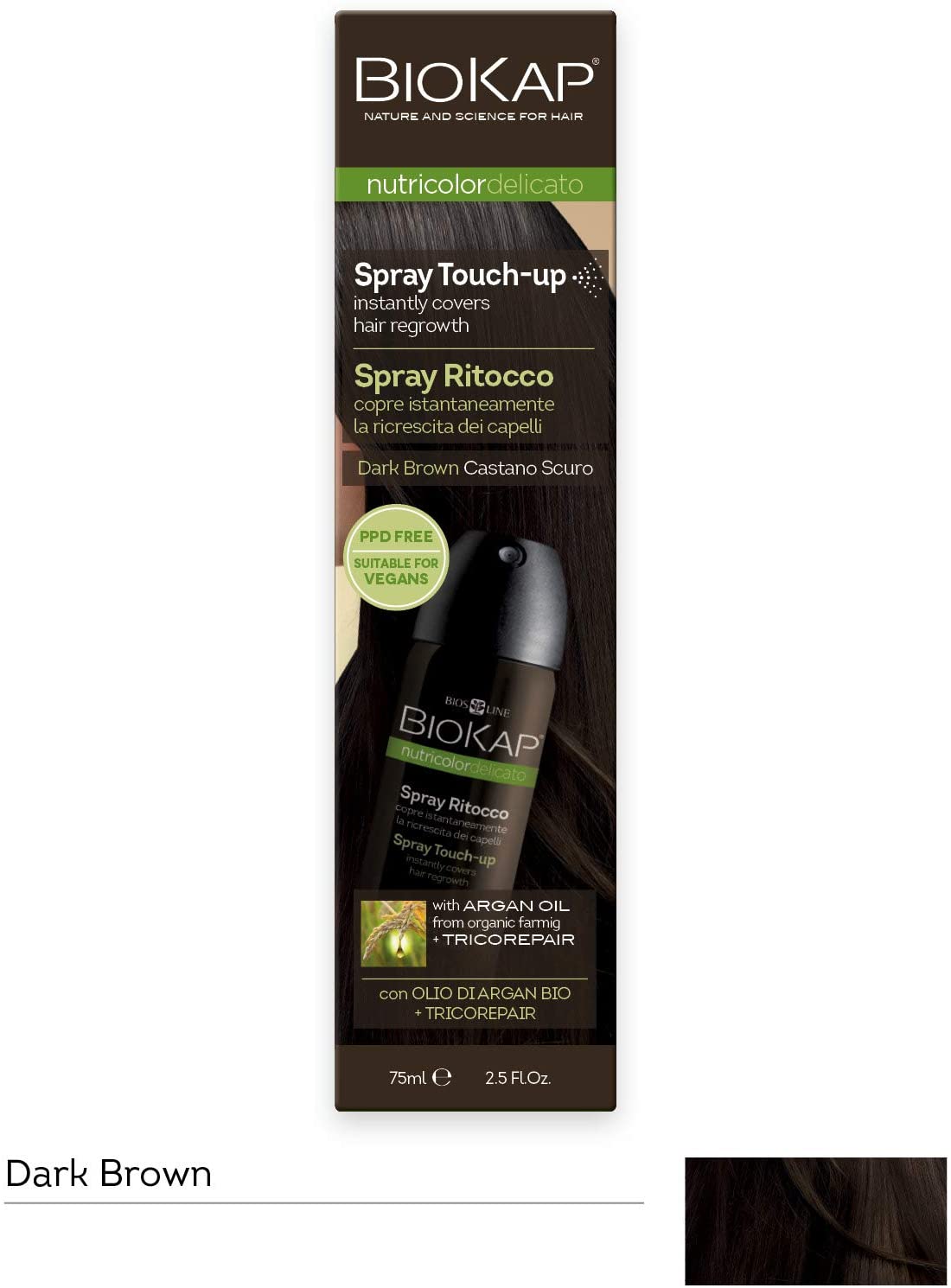 Biokap Dark Brown Root Touch Up Spray 75ml