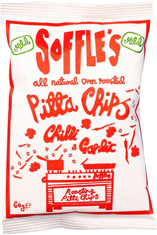 Soffle's Mild Chilli & Garlic Pitta Chips 60g (Pack of 15)