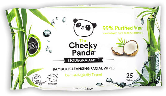 The Cheeky Panda Bamboo Facial Cleansing Wipes Coconut Scented 25wipes (Pack of 24)
