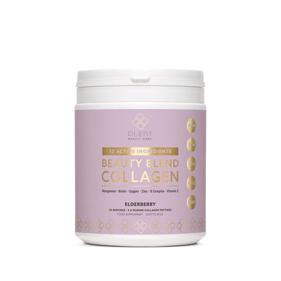 Plent Beauty Blend Collagen Elderberry - 12 Active Ingredients - 5G Marine Collagen Peptides - 40 Servings