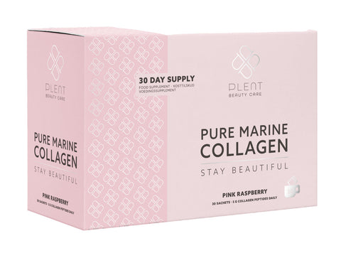Plent Pure Marine Collagen Pink Raspberry - Stay Beautiful - 5G Collagen Peptides Daily - 30 Sachets