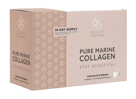 Plent Pure Marine Collagen Chocolate Dream - Stay Beautiful - 5G Collagen Peptides Daily - 30 Sachets