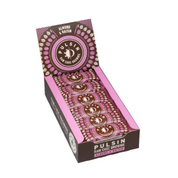 Pulsin Almond & Raisin Raw Choc Brownie 35g (Pack of 18)