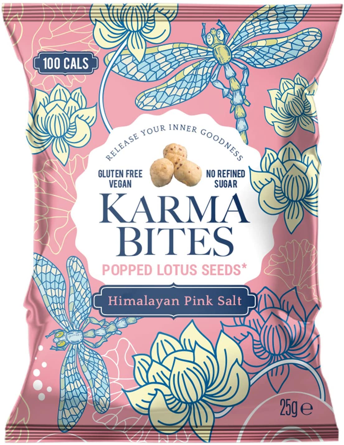 Karma Bites Popped Lotus Seeds - Himalayan Pink Salt 25g (Pack of 12)