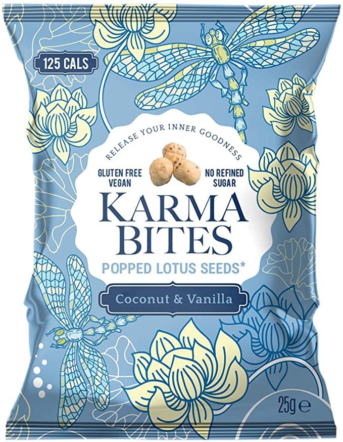 Karma Bites Popped Lotus Seeds - Coconut & Vanilla 25g (Pack of 12)