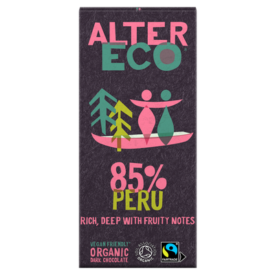 AlterEco Dark Chocolate 85% Peru 100g (Pack of 14)