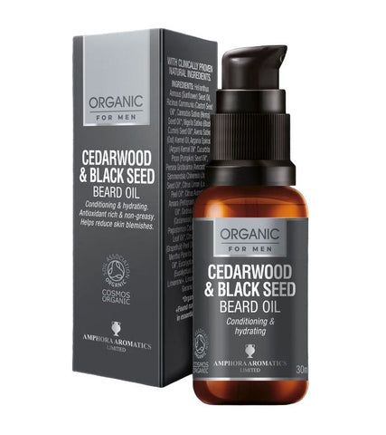 Amphora Aromatics Cedarwood & Black Seed Beard Oil Cosmos Organic 30ml (Pack of 6)