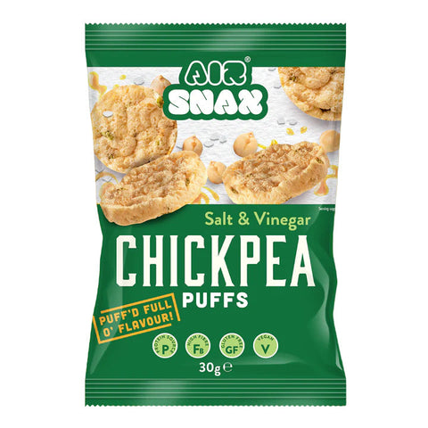 Airsnax Vegan Salt & Vinegar Puffed Chickpea Snack 30g (Pack of 12)