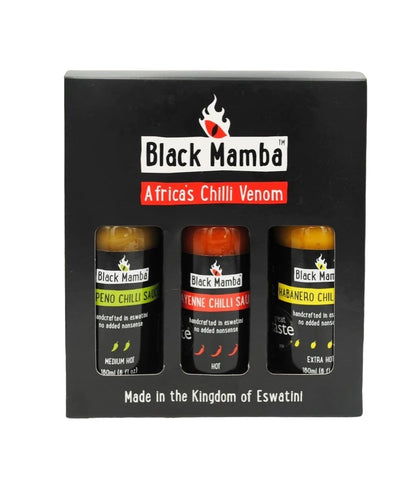 Black Mamba Africas Chilli Venom gift pack 3 x 180ml Sauces (Pack of 6)