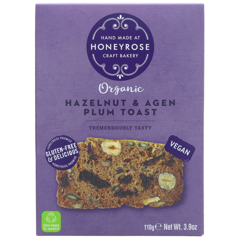 Honeyrose Hazelnut & Agen Plum Toast 110g - Organic (Pack of 6)