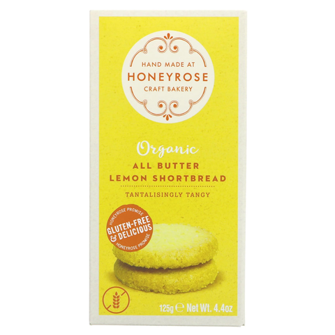 Honeyrose All Butter Lemon Shortbread 125g - Organic (Pack of 6)