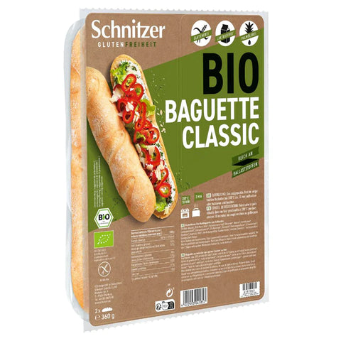 Schnitzer Gluten Free Baguette Classic Organic 360g (Pack of 6)