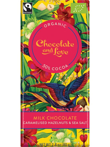 Chocolate & Love Milk Hazelnut 80g  (Pack of 14)