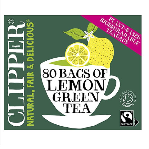 Clipper Fairtrade organic Loose Leaf Green & Lemon Tea 80g (Pack of 6)