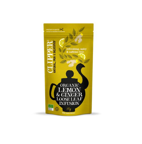 Clipper Organic Lemon Ginger Loose Leaf Tea 80g (Pack of 6)