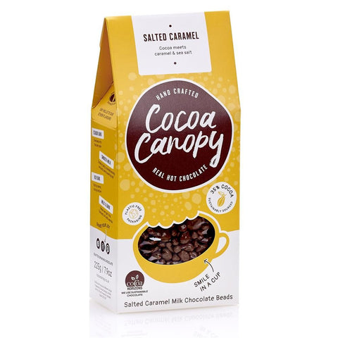 Cocoa Canopy Salted Caramel Drinking Hot Chocolate Beads 225g (Pack of 10)