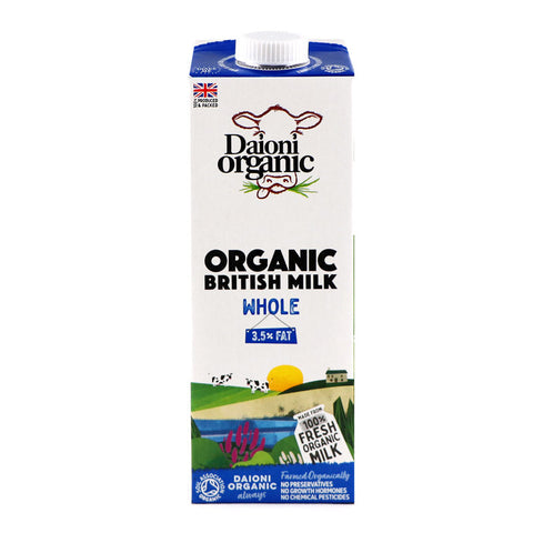 Daioni Organic Whole Milk 1ltr (Pack of 12)