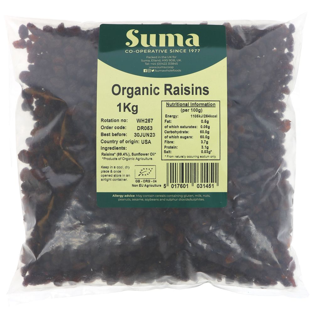 Suma Bagged Down Organic Raisins 1kg