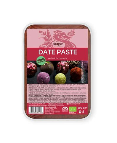Dragon Superfoods Organic Date Paste -Rich In Fibre No Added Sugar Raw 500g (Pack of 16)