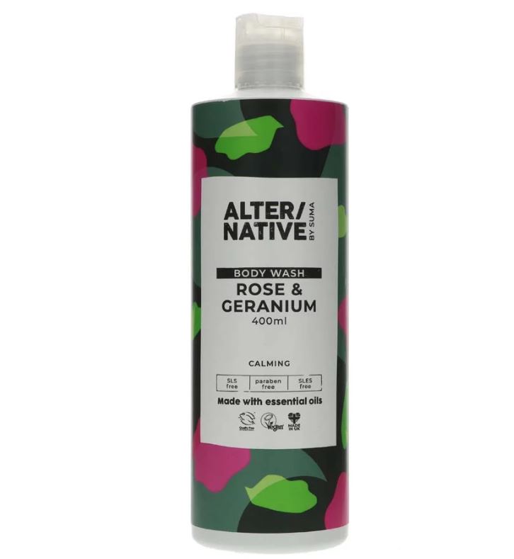 ALTER/NATIVE by Suma Body Wash Rose & Geranium 400ml (Pack of 6)