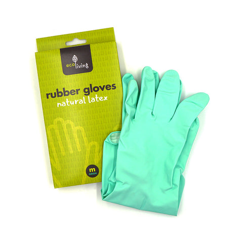Ecoliving Natural Latex Rubber Gloves - Medium 50g (Pack of 14)