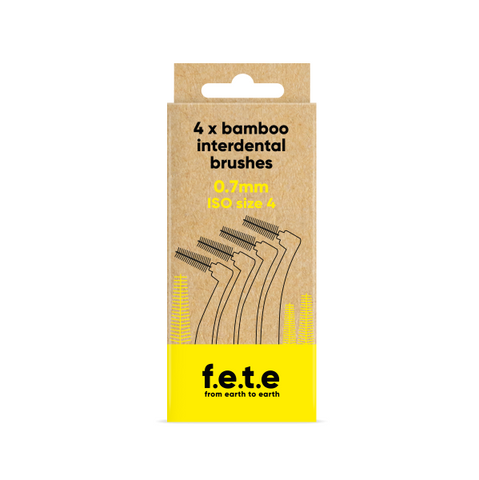 F.E.T.E. Interdental Brushes ISO Size 4, Yellow, 0.7mm Twisted Wire Diameter (4 pcs) 18g (Pack of 6)