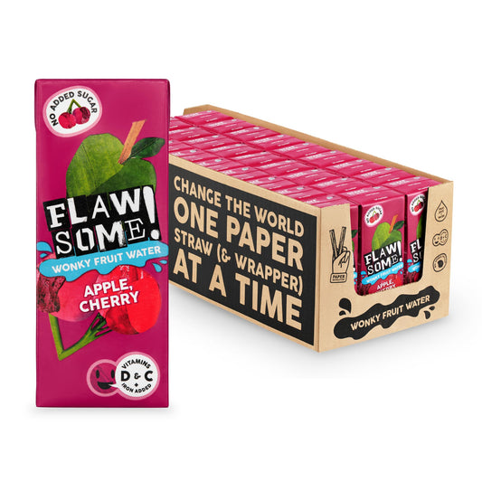 Flawsome Brands Ltd Apple & Sour Cherry Wonky Fruit Water 200ml (Pack of 27)